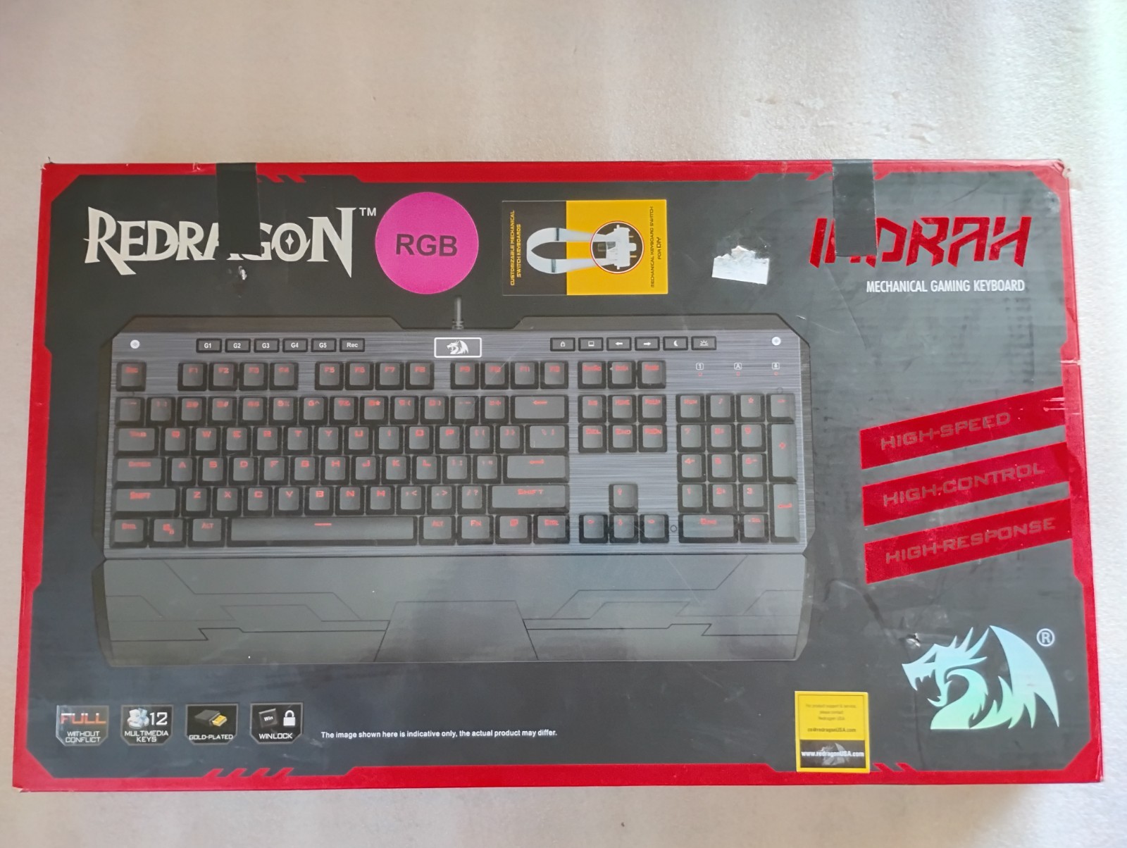 REDRAGON K555 INDRAH Mechanical Gaming Keyboard (Black) Model: K555RGB-2