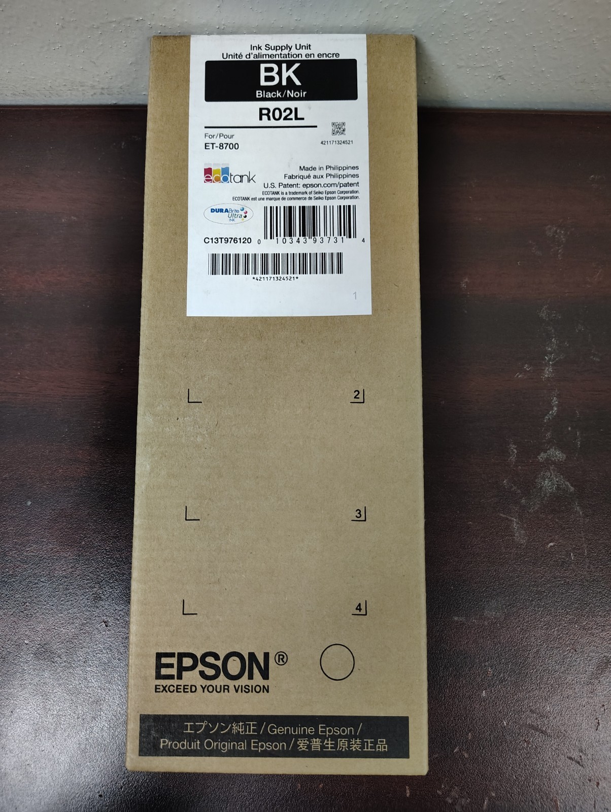 Genuine Epson R02L120 Black Ink Standard Capacity For WorkForce Pro ET-8700 NEW