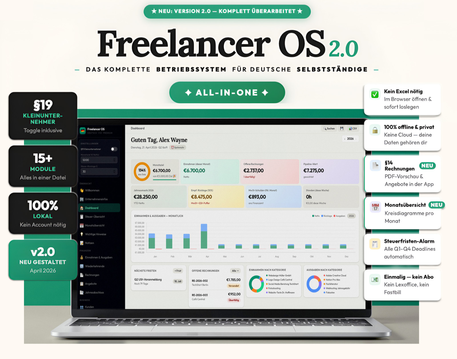 Freelancer OS Pro German | All-in-One Freelancer Tool, Accounting, Invoice