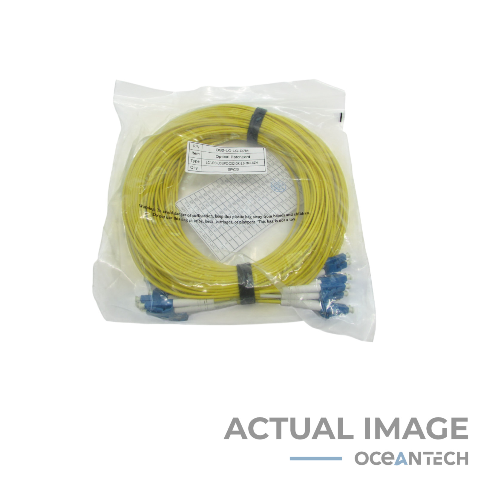 New 7M LC/UPC to LC/UPC OS2 Optical Patchcord 5 Pack