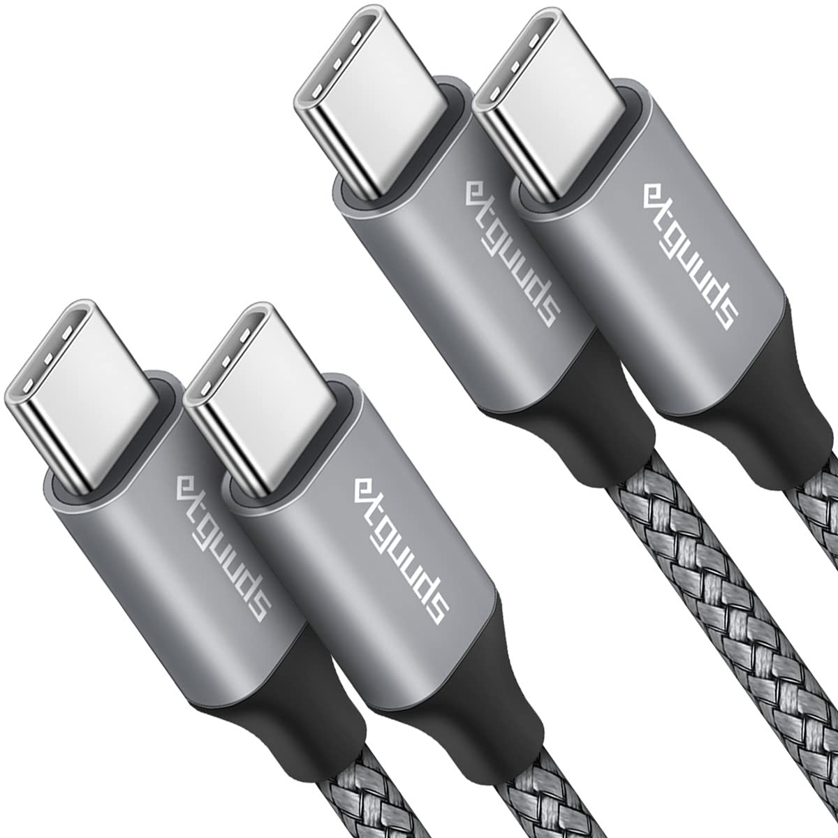 etguuds USB C to C Cable 3ft, 2-Pack 60W C C Fast Gray
