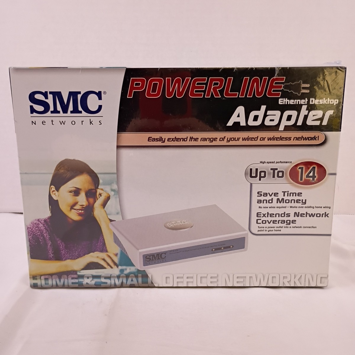 SMC Networks PowerLine Ethernet Desktop Adapter Up to 14Mbps New and Sealed