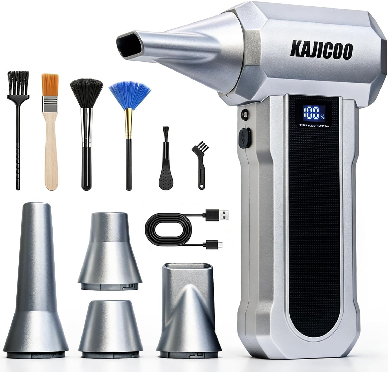 Compressed Air Duster, 150000RMP 4 Gear Electric Air Blower with 6 Brushes