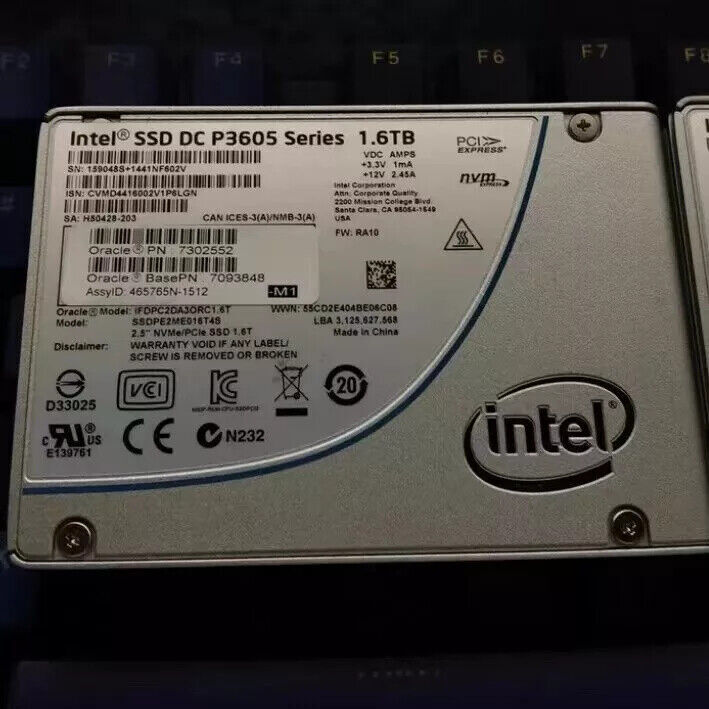 Intel 1.6TB P3605 DC SSD Series MLC PCIE NVMe 2.5" SSD 1.6T SSDPE2ME016T4S VDC