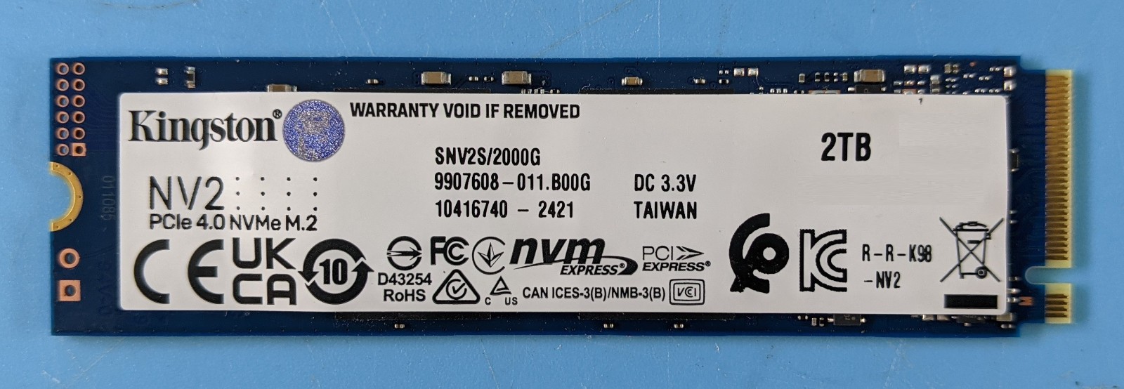 Kingston NV2 SNV2S/2000G 2TB M.2 PCIe 4.0 NVMe SSD
