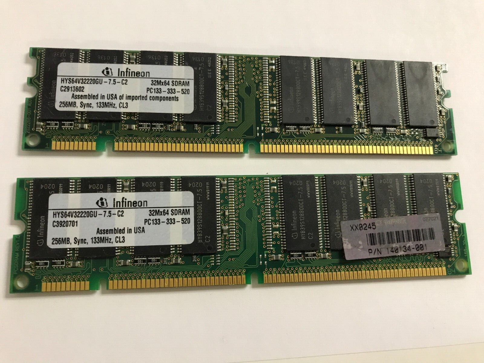 512MB (2X256MB) PC133 133MHz 168Pin Desktop SDRAM Memory Ram DIMM NON-ECC
