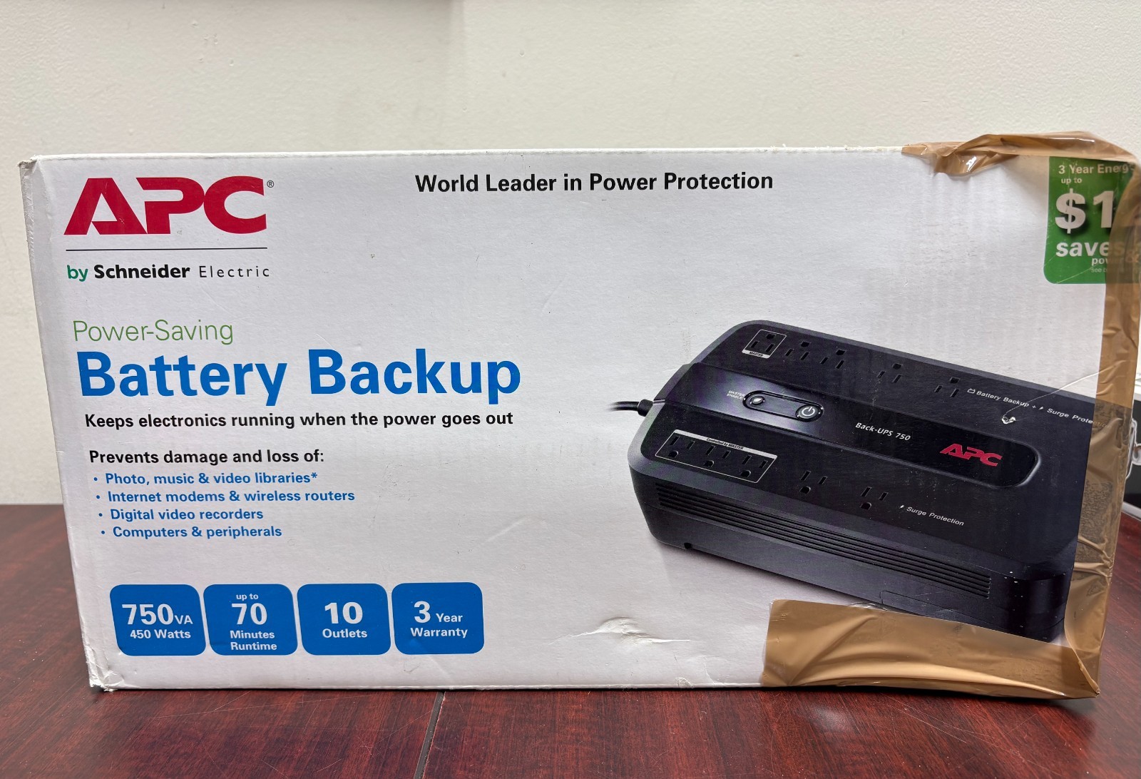 New Opend Box APC 750VA 450W Battery Backup & Surge Protector BE750G 10 Outlets