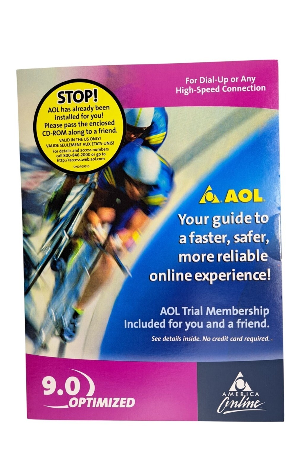 AOL 9.0 Optimized Software CD-ROM Disc New Unopened Internet US Only Gag Gift
