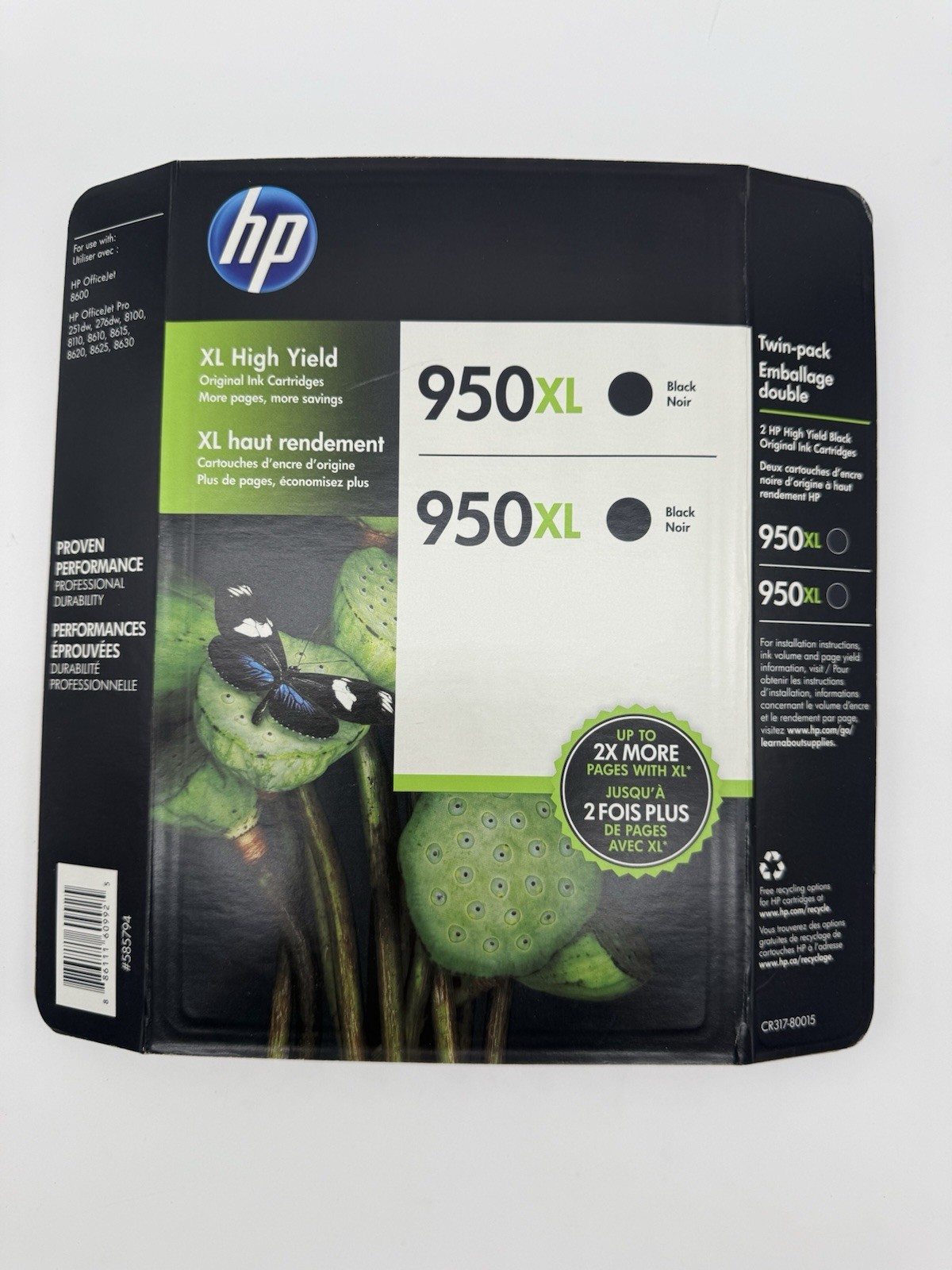 Genuine Twin Pack HP 950XL Black Ink OfficeJet 8110 8620 8600 8625 8700 251dw 