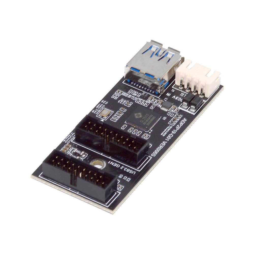 Single 19/20Pin Header to USB 3.0 19/20Pin Dual Ports Female PCBA Type Adapter S