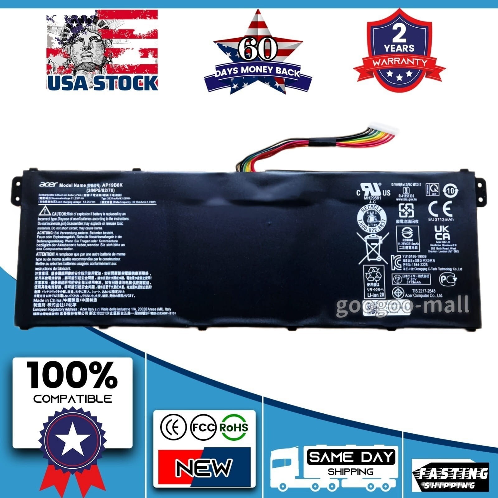 Genuine AP19B8K Battery for Acer Aspire3 A315-56 A315-58 A315-59 A317-52 A317-53