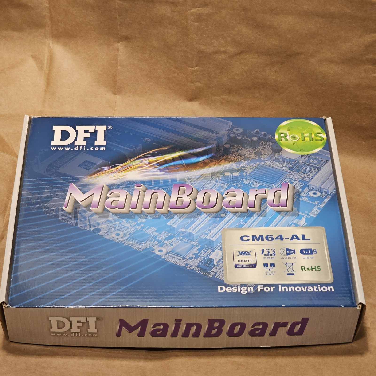 DFI CM64-AL/G Socket 370 ATX Motherboard, SEALED VINTAGE, OEM Box w/Accesories