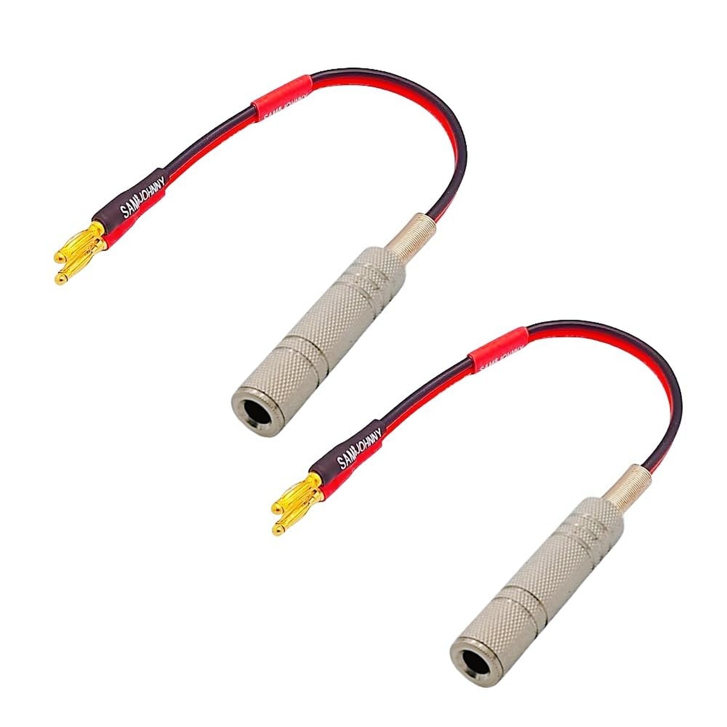 Banana Plug to 1/4 Inch Adapter Cable 2-Pack OFC for Amplifier Guitar Mixer |...