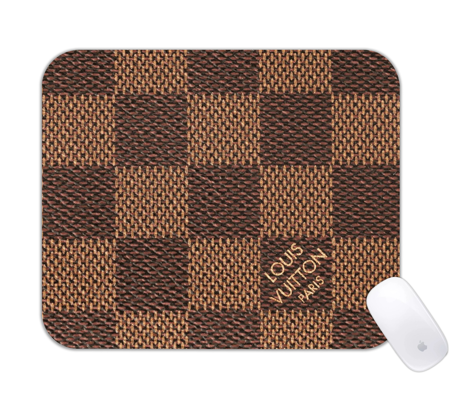 Brown Checker Theme Pattern Desk Mat Modern Non-Slip Gaming Pad
