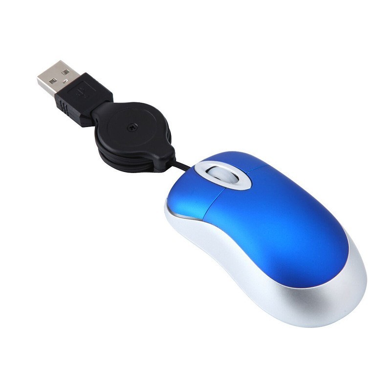 Mini Portable Wired Retractable Mouse Computer Mause Small Hand USB Optical 1000