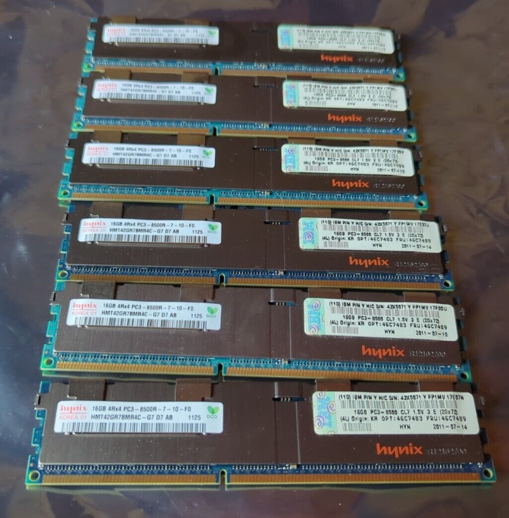 IBM 16GB Memory 46C7489 (4Rx4) 1.5V PC3-8500R LP RDIMM  43X5671
