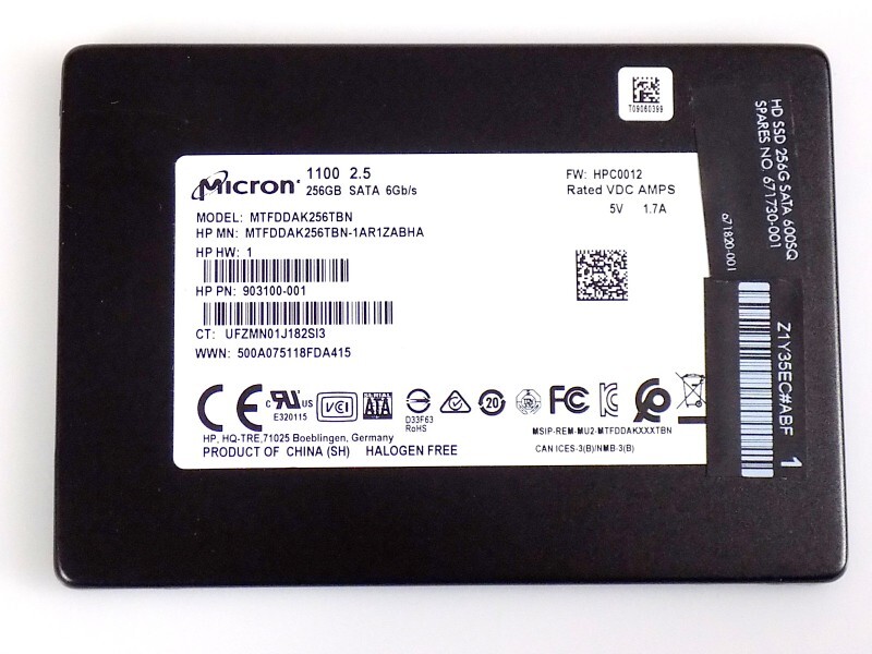 256GB HP 671730-001 Micron MTFDDAK256TBN 2.5" SATA 6Gb/s SSD Hard Drive