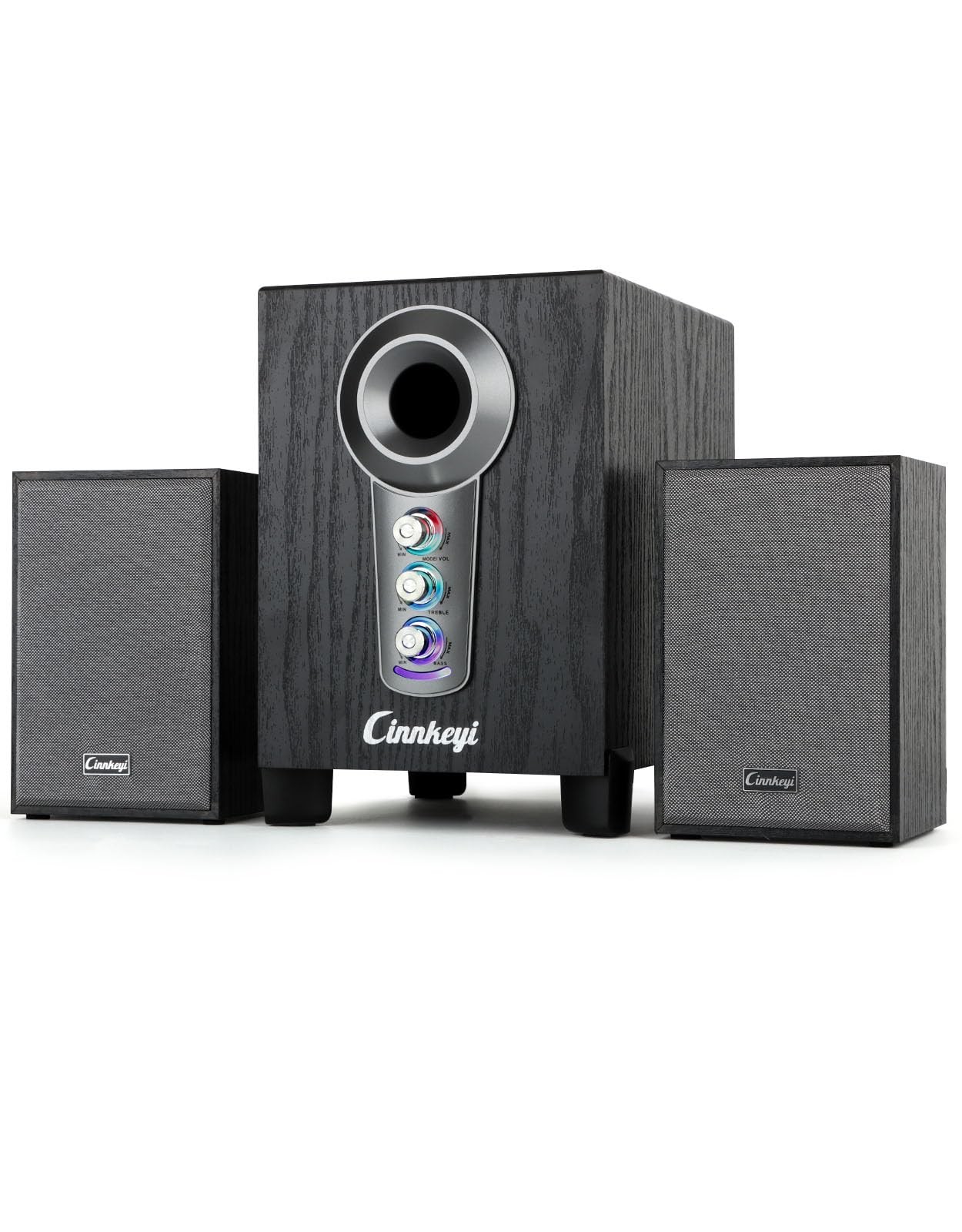 cinnkeyi LED Computer Speakers with Subwoofer – 2.1 PC Speakers
