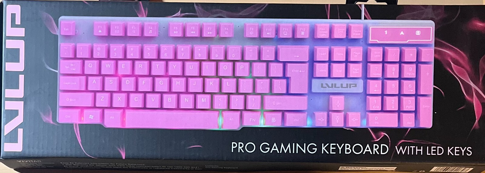 LVLUP Pro Gaming Keyboard W/th LED keys "pink"