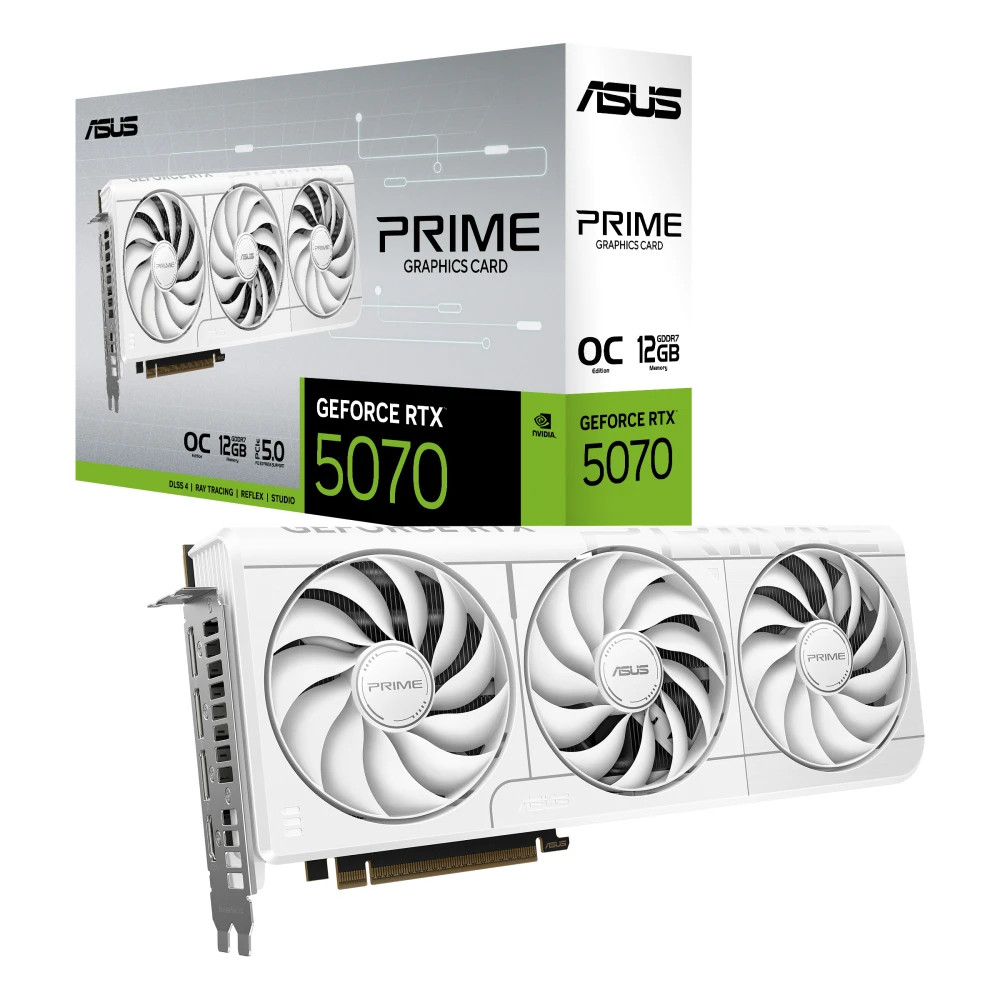 ASUS Prime GeForce RTX 5070 12GB GDDR7 White OC Edition Gaming Graphics Card