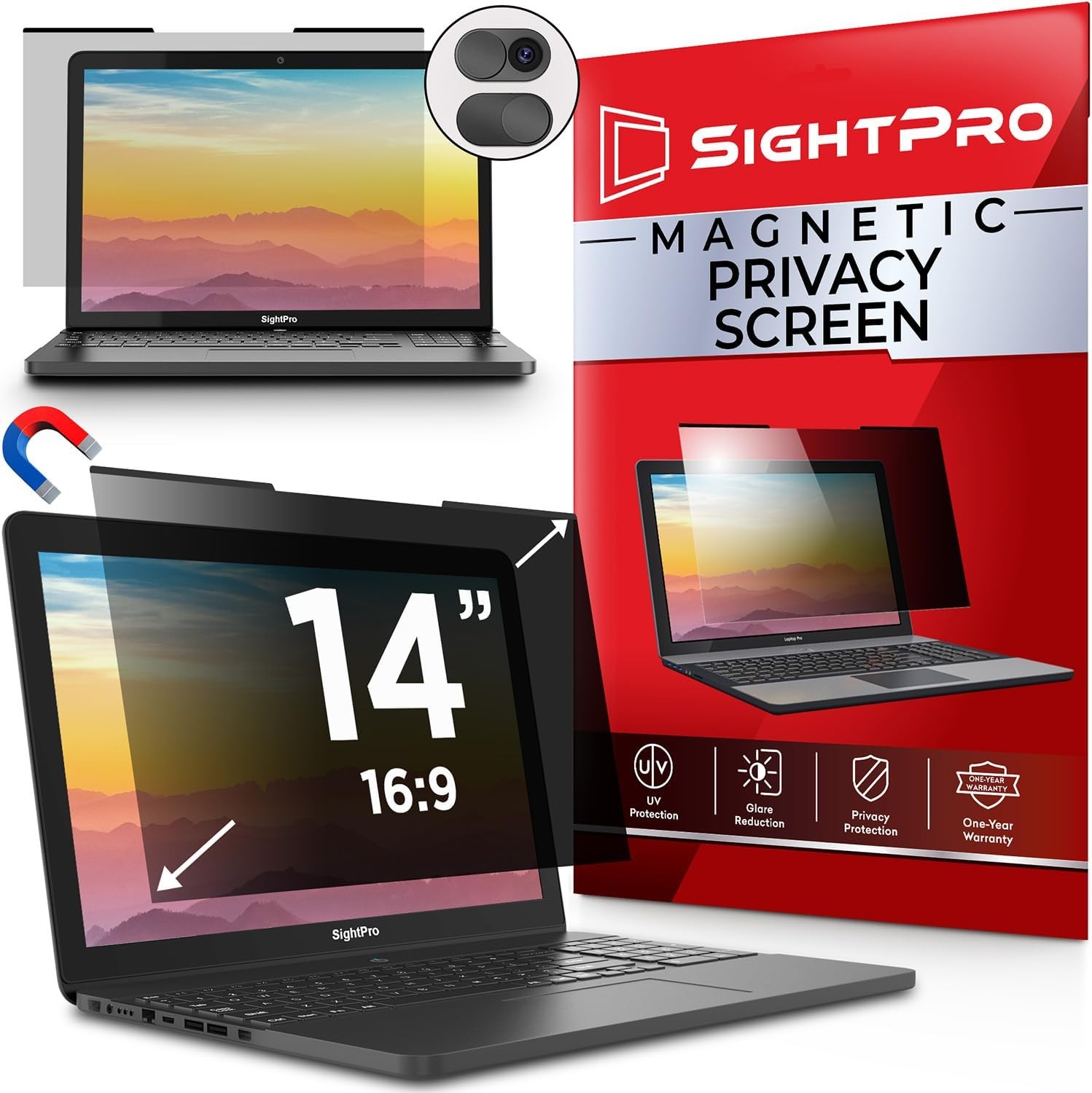 Magnetic Laptop Privacy Screen 14 Inch 16:9 - Removable Laptop Privacy Filter Sh
