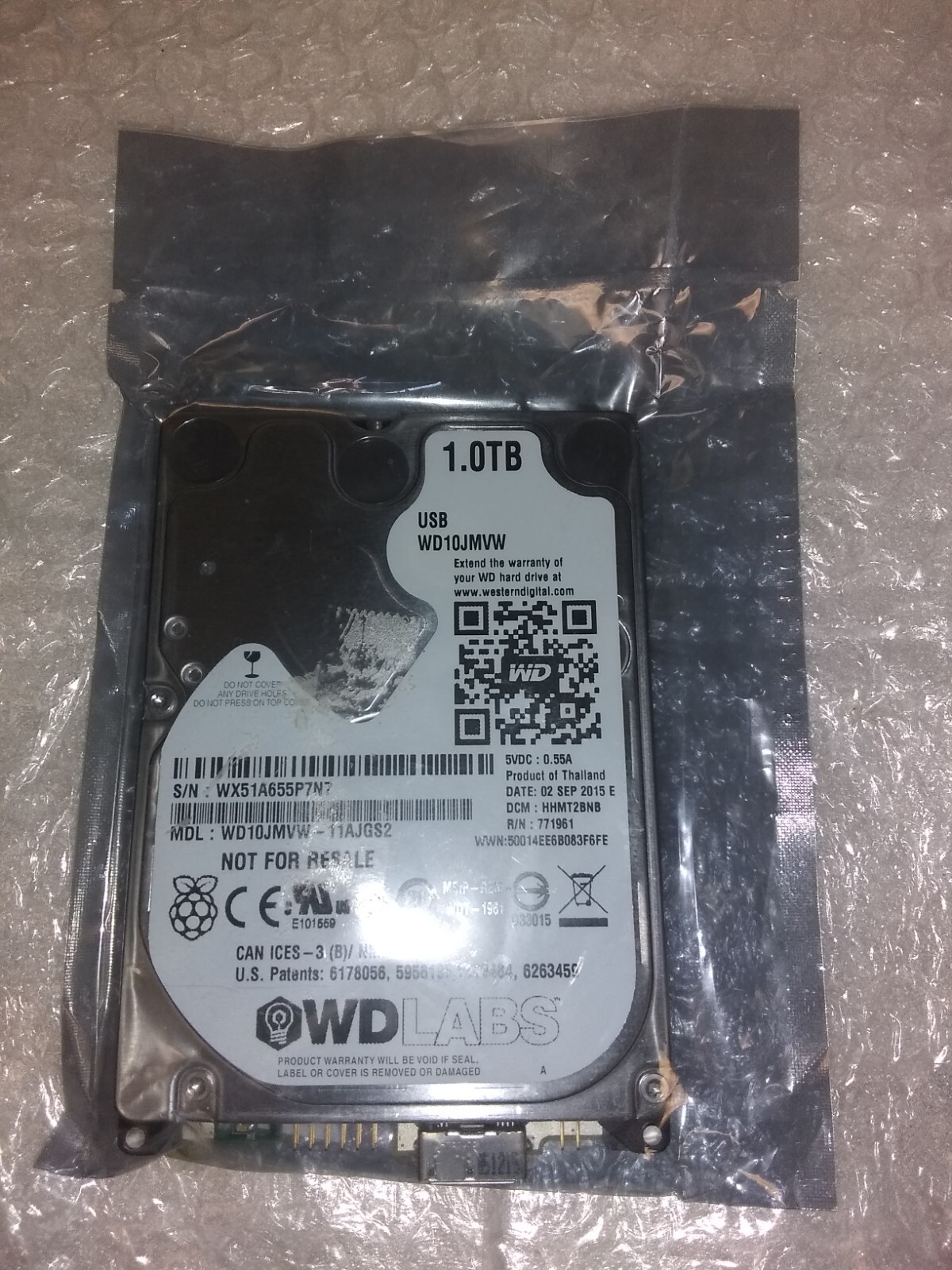 WESTERN DIGITAL WD10JMVW-11AJGS2 1.0 TB, USB HARD DRIVE