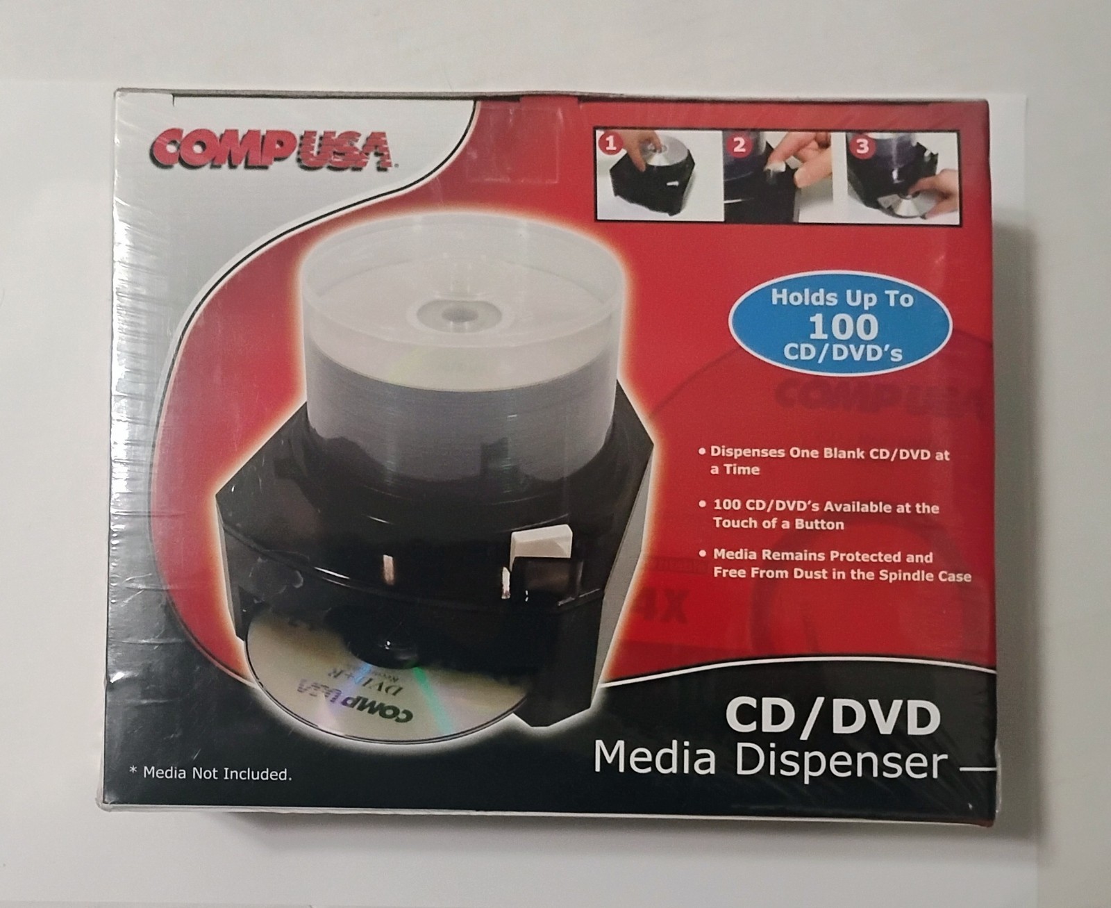COMP USA CD/DVD Media Dispenser 100 CD/DVDs - Sealed / NOS - 