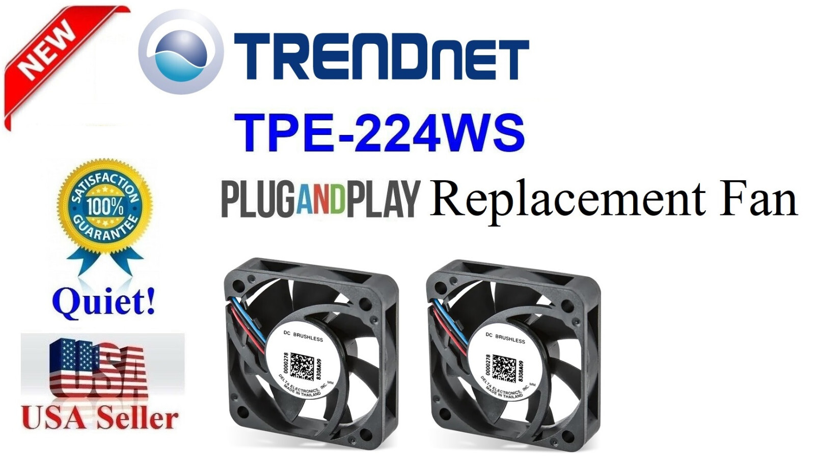 2x Quiet Version Replacement Fans for TRENDnet TPE-1620WS
