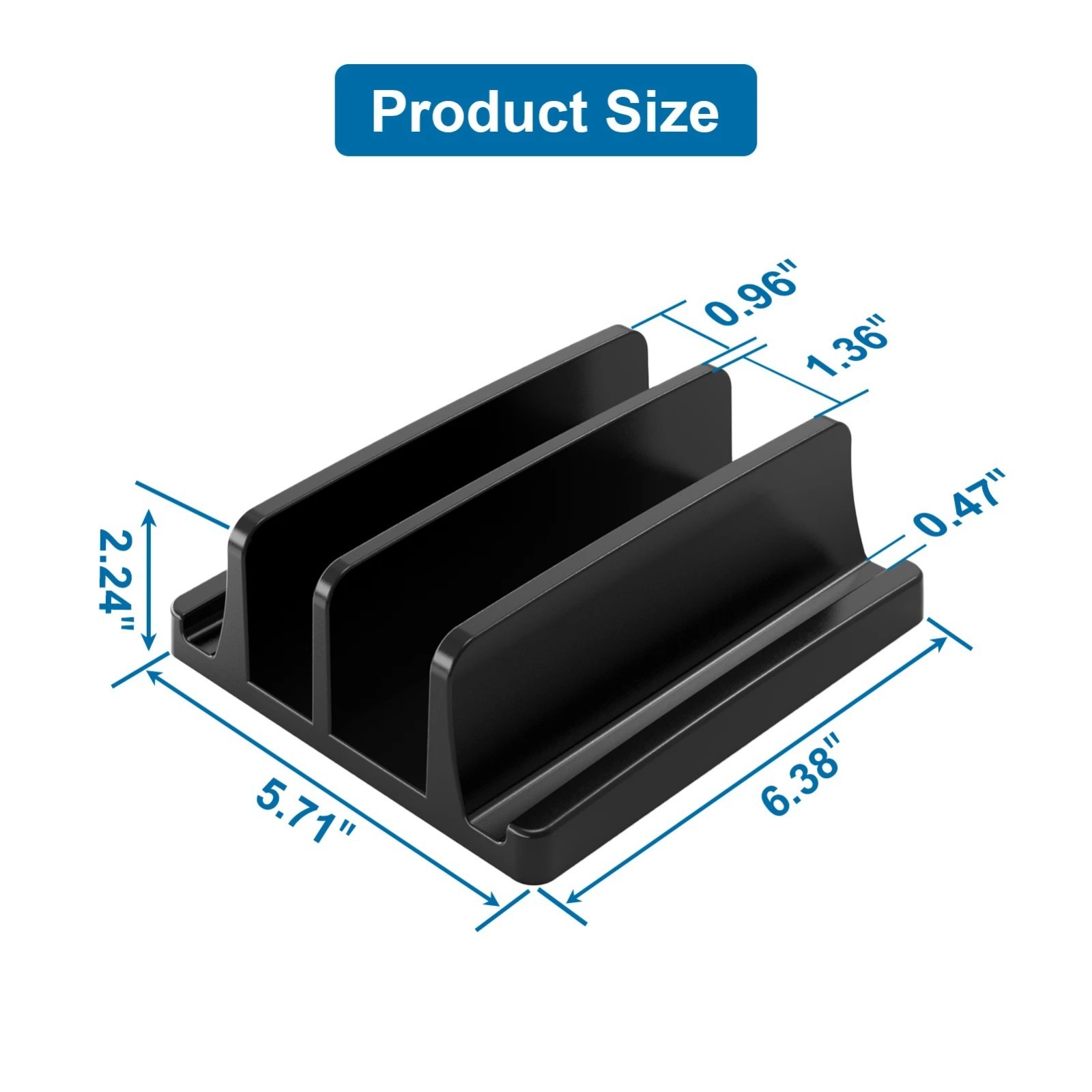 Vertical Laptop Stand Dual Slot Desk Holder Space Saving for MacBook Notebook