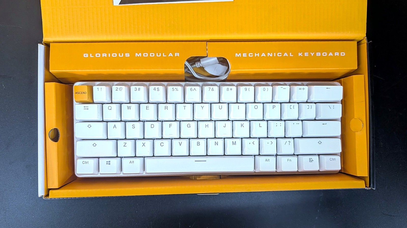 Glorious GMMK Compact 60% Mechanical Keyboard White Ice Gateron Brown RGB