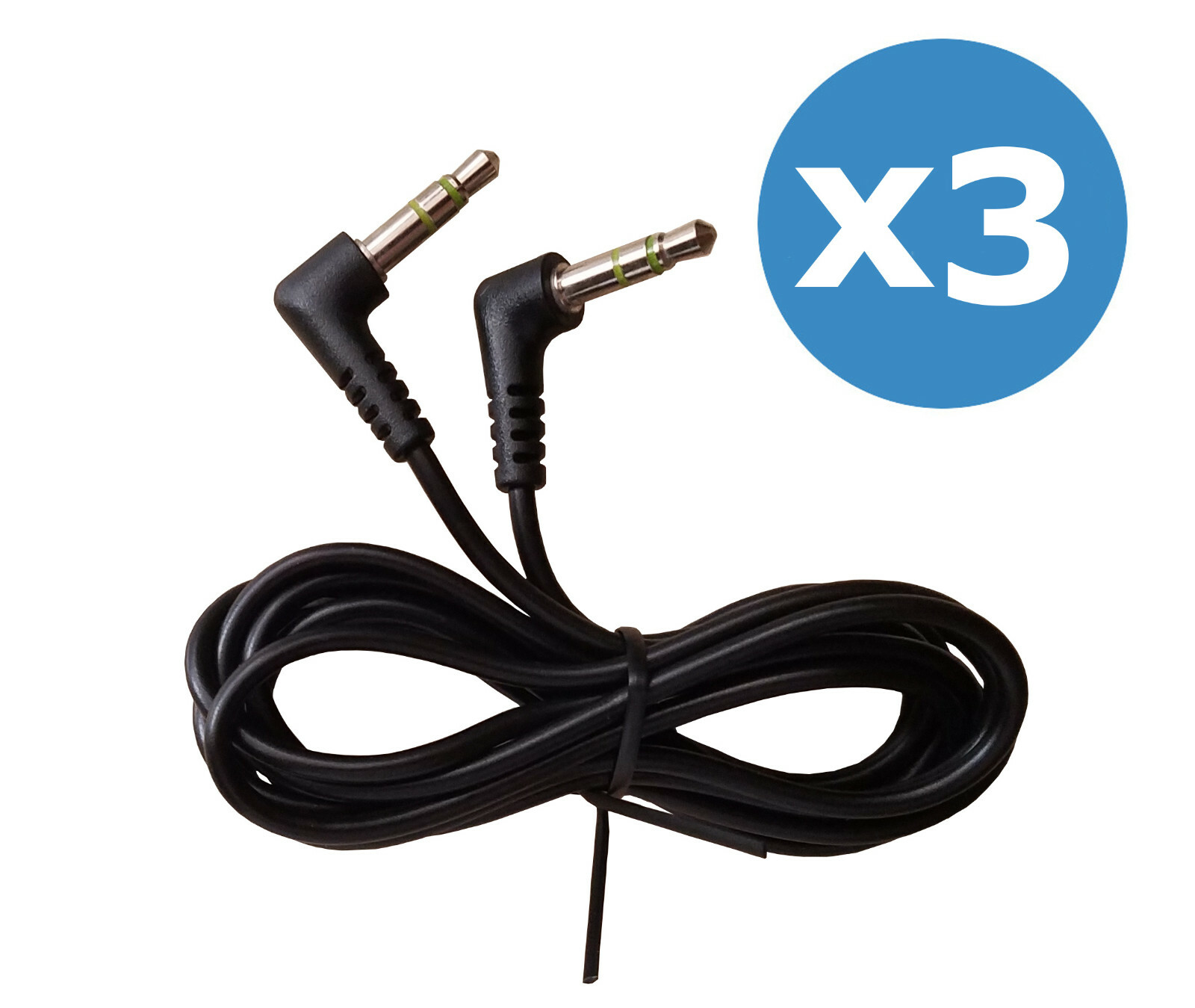 Right Angle Male Aux Cable 3.5 mm Auxiliary Cords for Any iPhone or Android (x3)