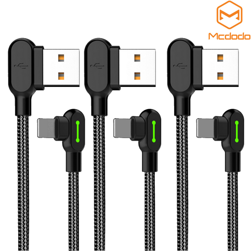 3 Pack Mcdodo 90 Degree Elbow USB Cable For iPhone 14 13 12 11 Fast Charger Cord