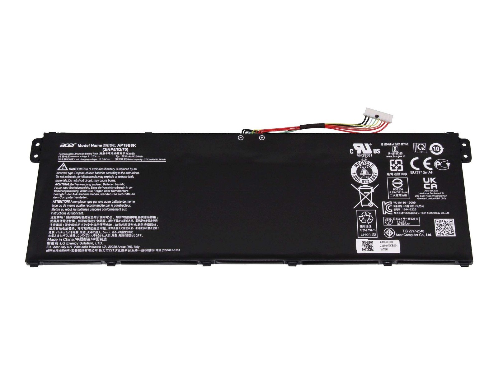 Acer GC02002YE10 Battery 43.08Wh Genuine Type AP19B8K 3,831mAh ~D~
