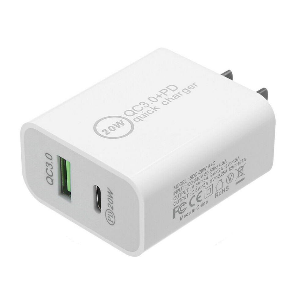  For iPhone 14 13 12 11 XR 8 6 Lot 20W PD QC Fast Charger Wall Adapter USB Cable