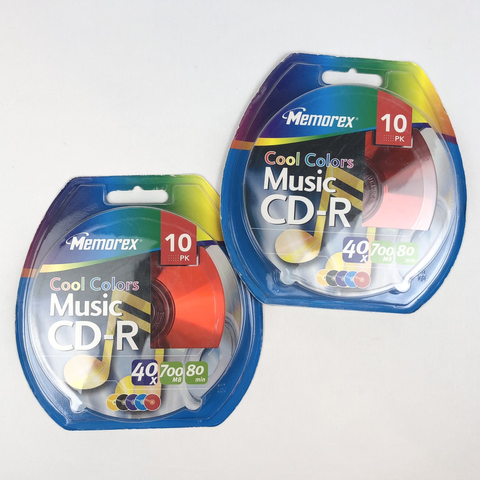(2) Memorex Cool Colors Music CD-R 10-Pack 10pk 40X 700 MB 80 MIN