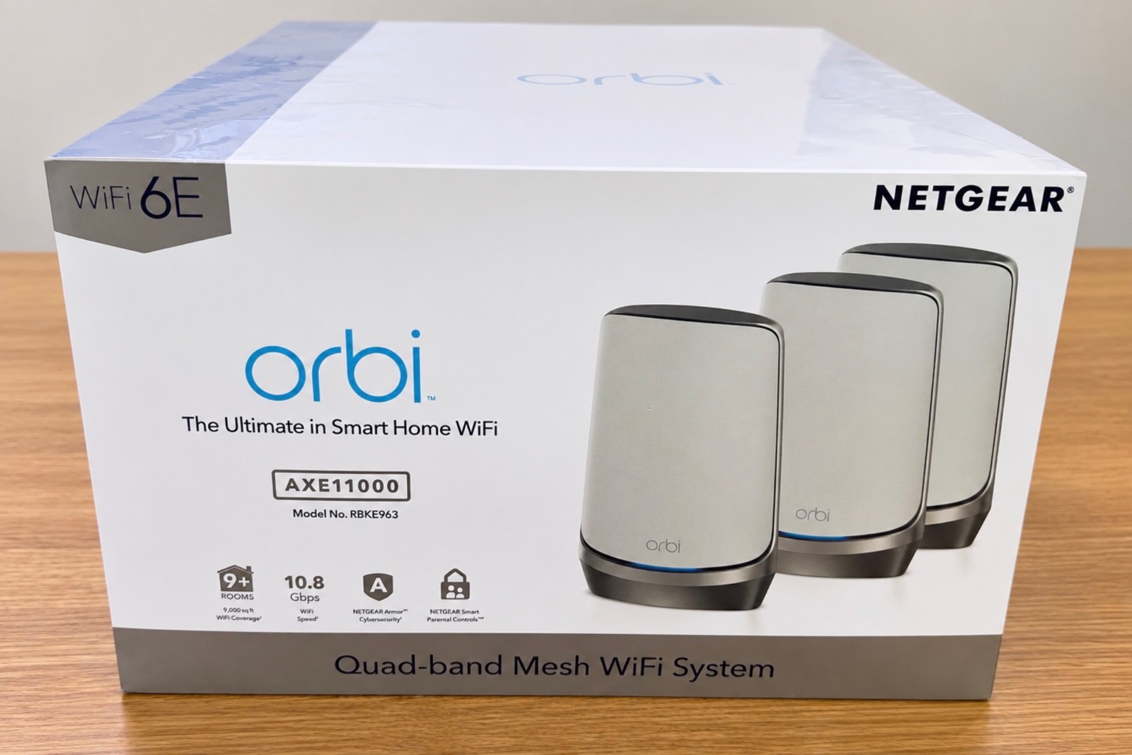Netgear Orbi 960 Series AXE11000 Quad-Band Mesh Wi-Fi 6E System (3-pack) RBKE963