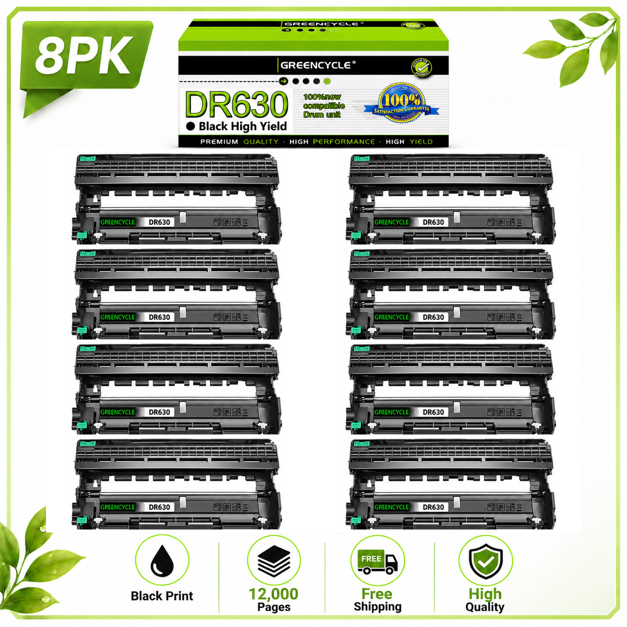 8x DR630 Drum Unit For Brother MFC-L2700DW MFC-L2300D DCP-L2540DW DCP-L2520DW