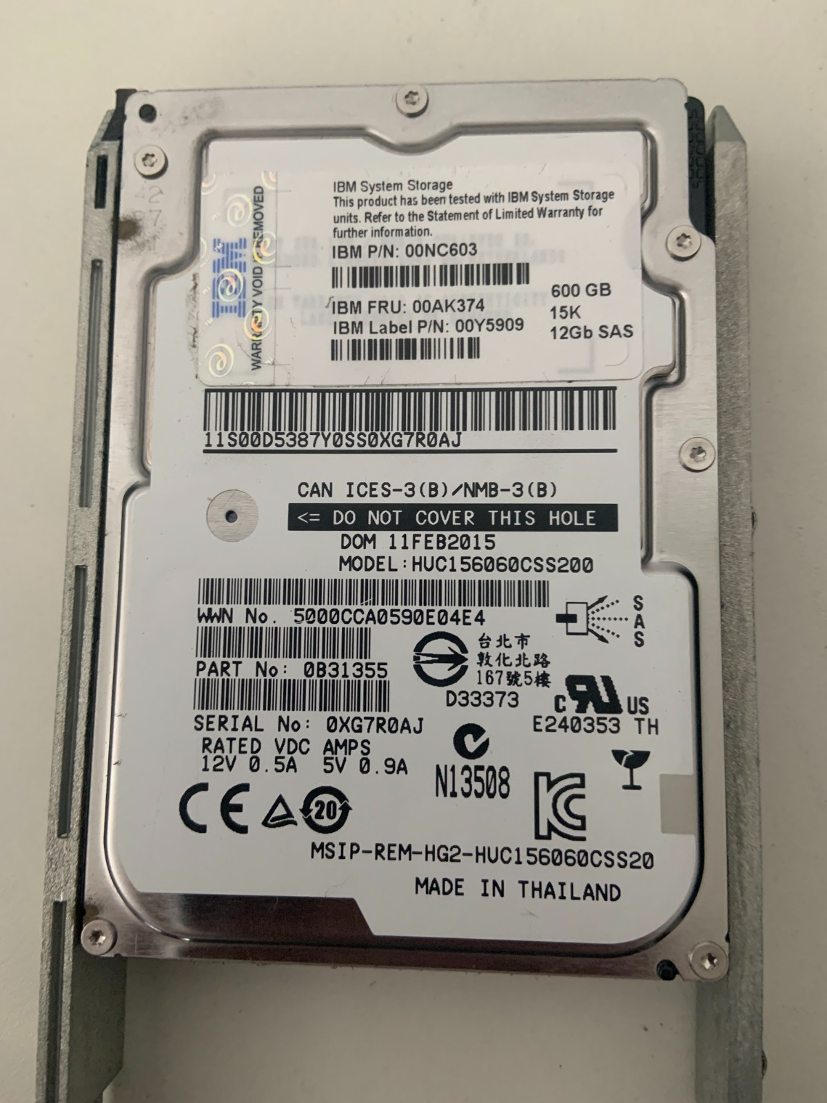 Lot of 6x IBM 600GB 15K RPM SAS 2.5" Enterprise HDD — HGST HUC156060CSS200 — FRU