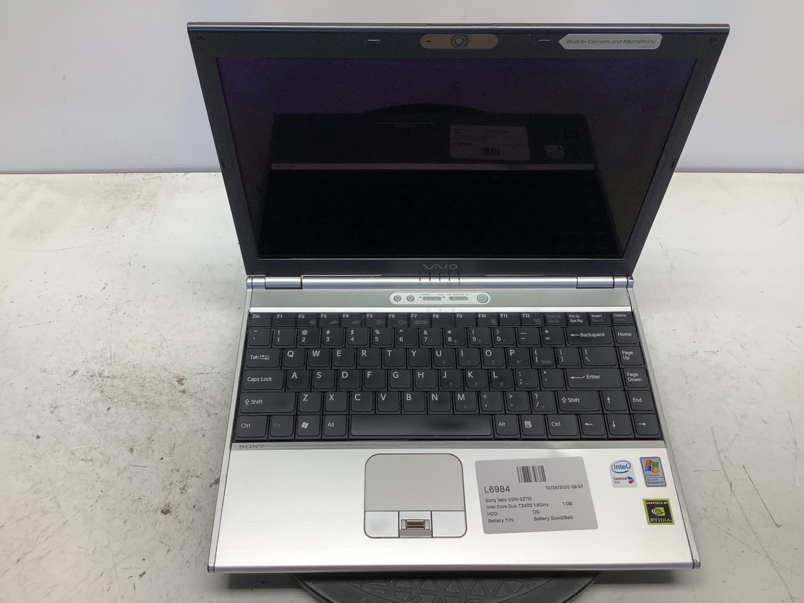 Sony Vaio VGN-SZ110 Intel Core Duo T2400 1.6GHz 1 GB NO HDD