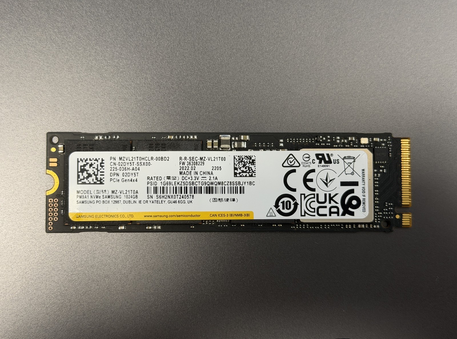 Samsung PM9A1 1TB NVMe PCIe 4.0 M.2 SSD 100% Health Tested Used