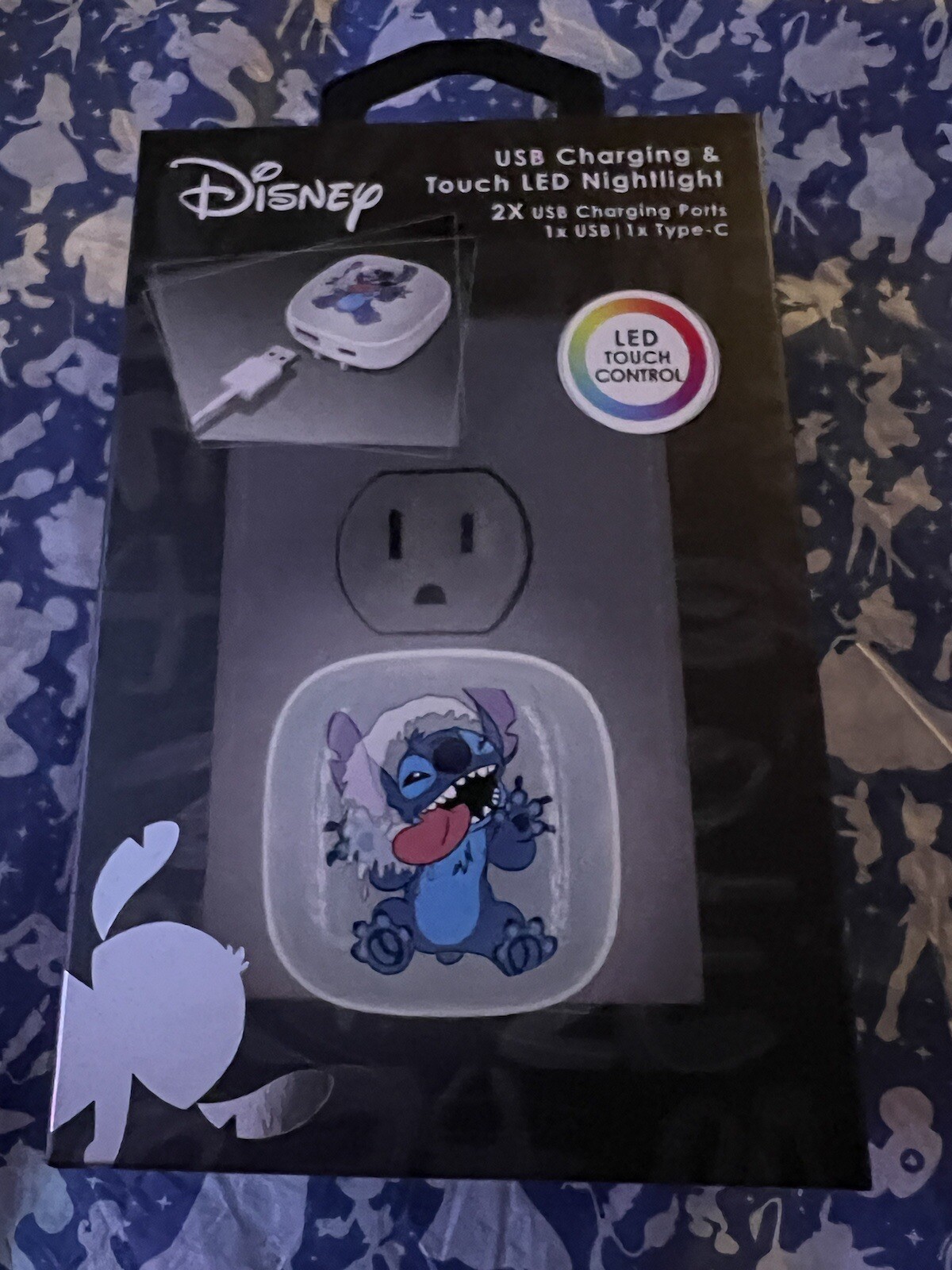 Disney Stitch USB Charging & Touch LED Nightlight 2x USB Charging Ports 1 X USB