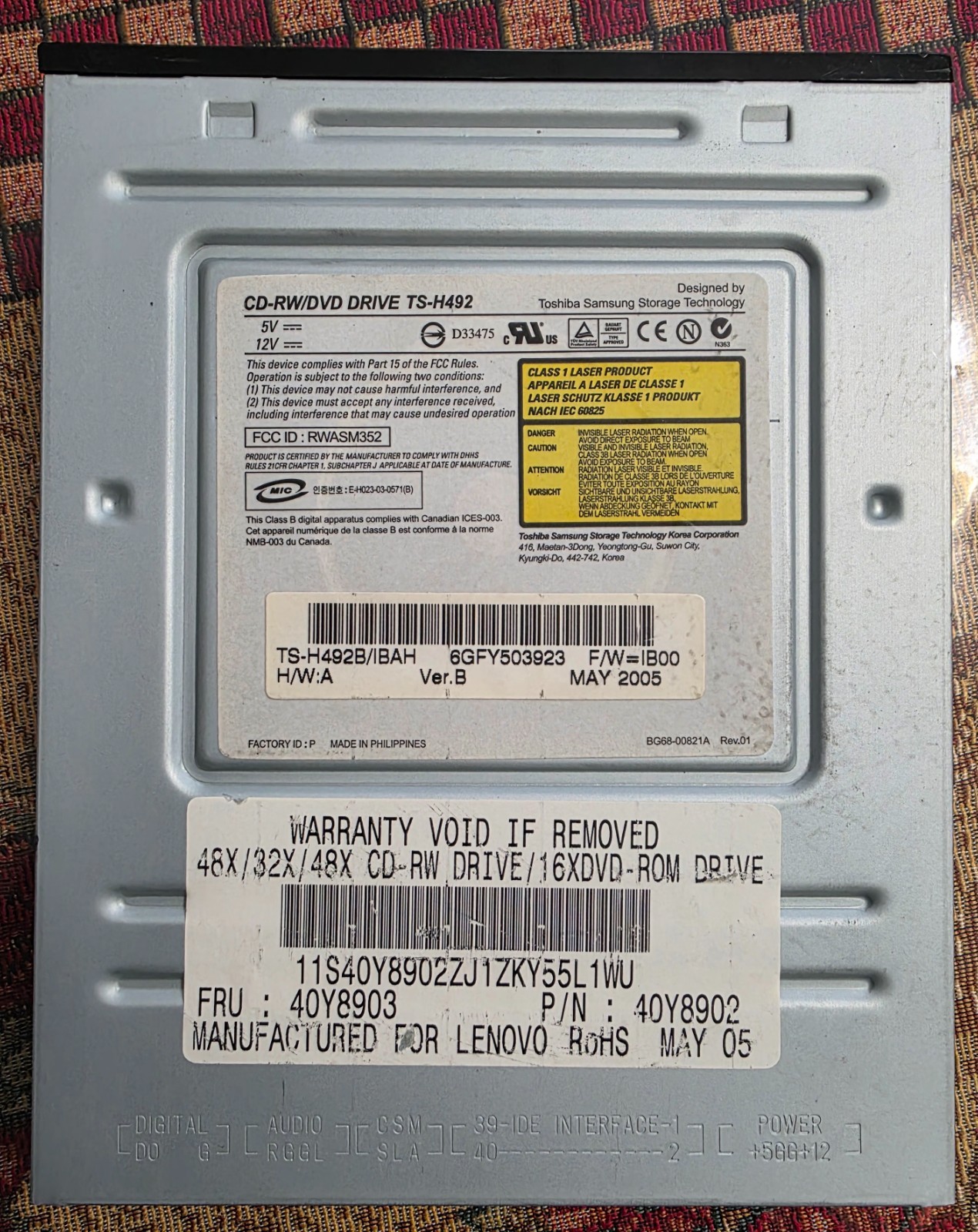 Toshiba Samsung CD-RW/DVD-ROM Desktop IDE Drive HP 5187-5619 AND HP #CR-4845TE