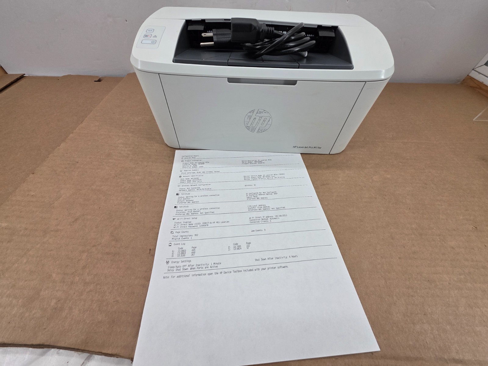 HP LaserJet Pro M15w Wireless Monochrome Laser Printer Tested 445 page cnt