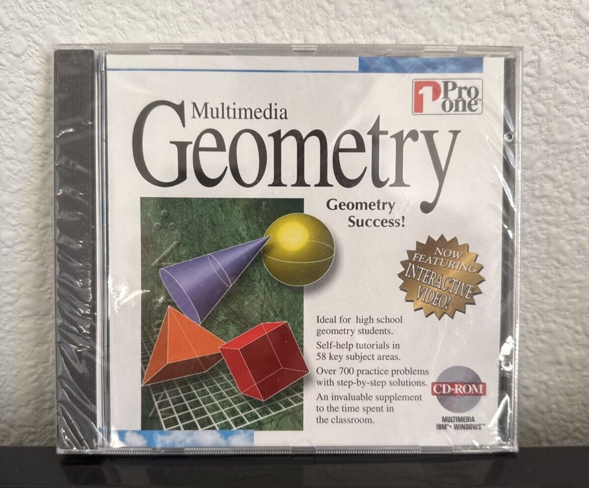 Pro One Multimedia Geometry CD-ROM | Windows 95/3.1 | Retro Educational Software