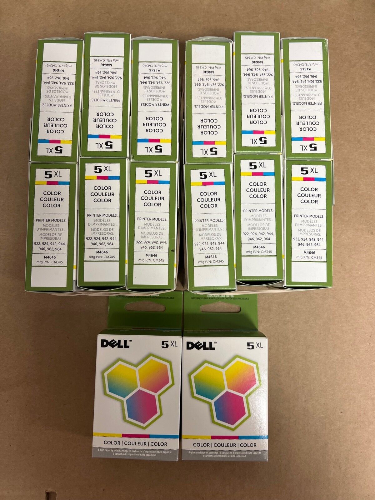 (14) NEW Factory Sealed Genuine Dell Series 5XL Color M4646 Print Cartridges