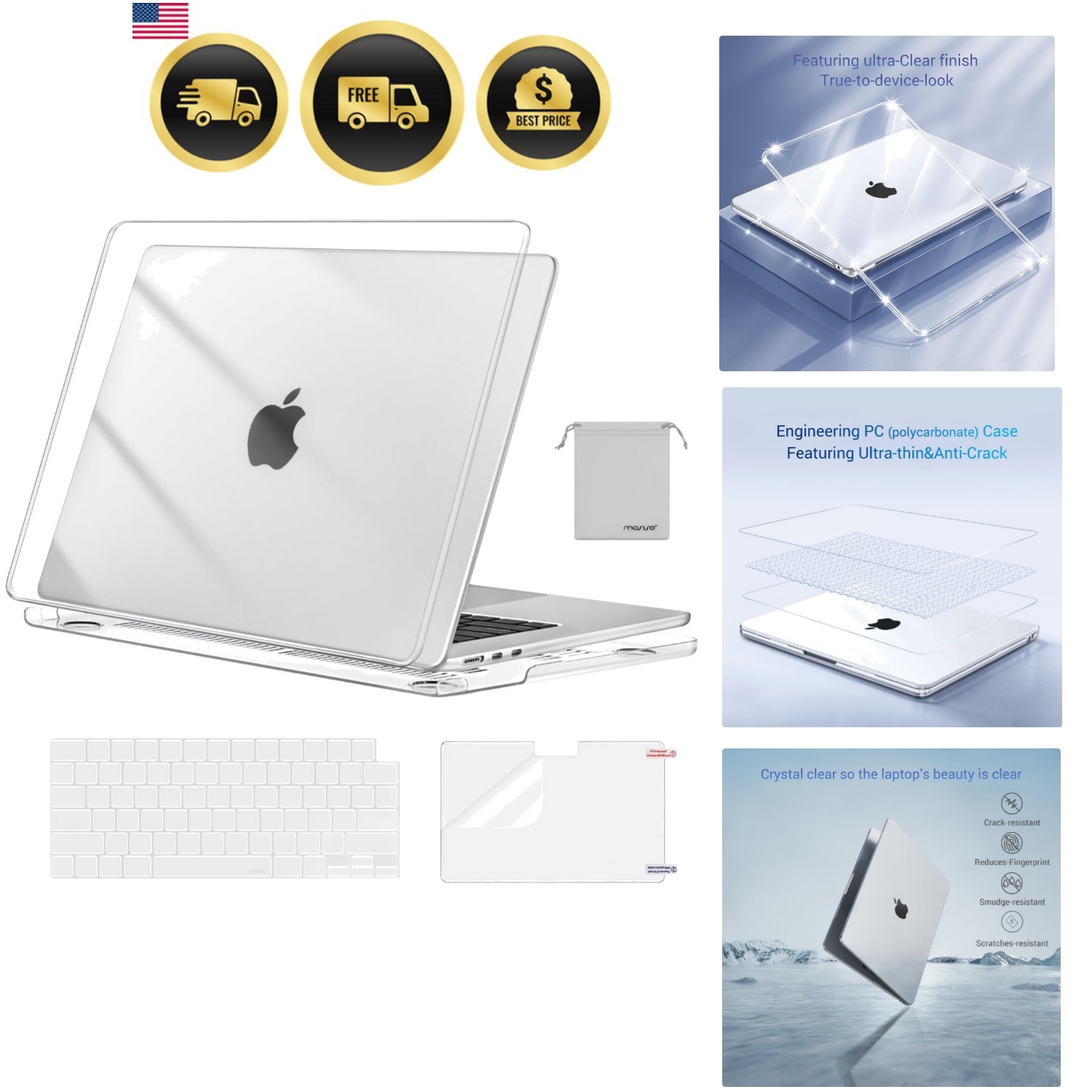Scratch-Resistant Case Compatible with MacBook Air 15 inch M5 2026 M4 2025 M3...