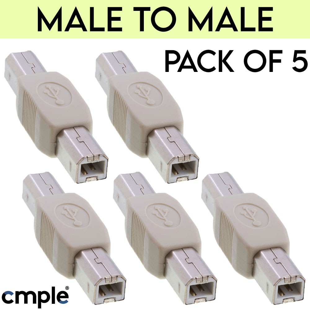 5 Pack USB Printer Adapter Coupler Type B Scanner USB Gender Changer Connector
