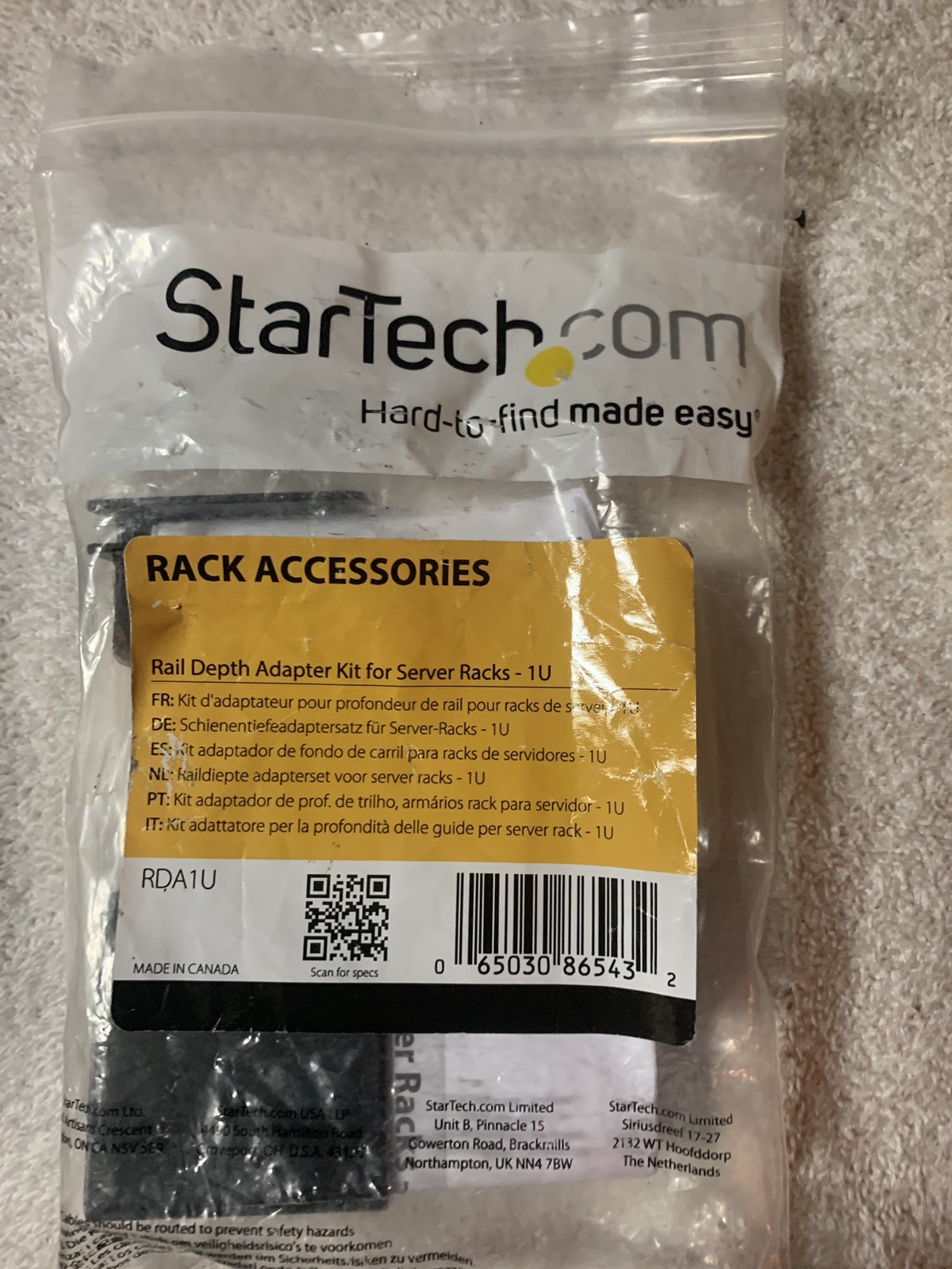 StarTech.com Server Rack Depth Extender - 1U - 4in / 10 cm - TAA Compliant - Rec