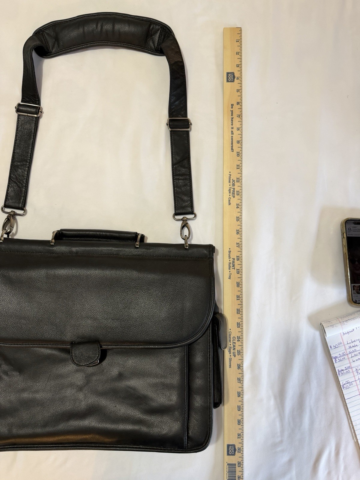 Bellino Vintage Shoulder Computer Laptop Bag Black Leather Satchel Briefcase