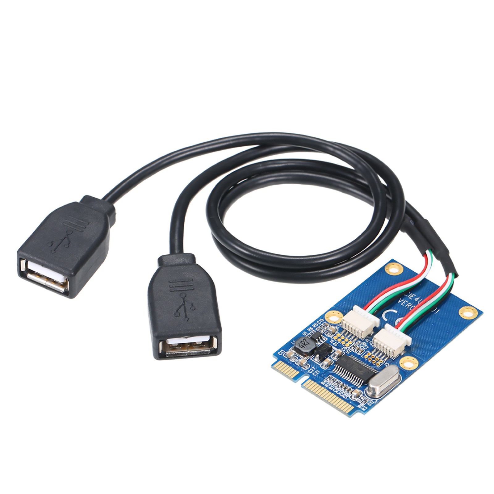 Mini PCI-E PCI Express to 5 Pin Dual USB 2.0 Adapter Riser Expansion Card